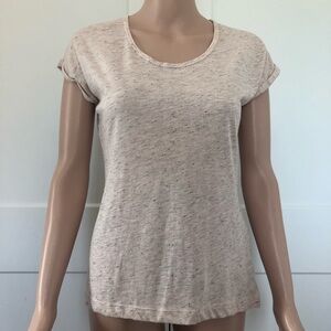 Artisan NU Peach Pink Gray Speckled Cap Sleeves Tee T-shirt Top XS X-Small